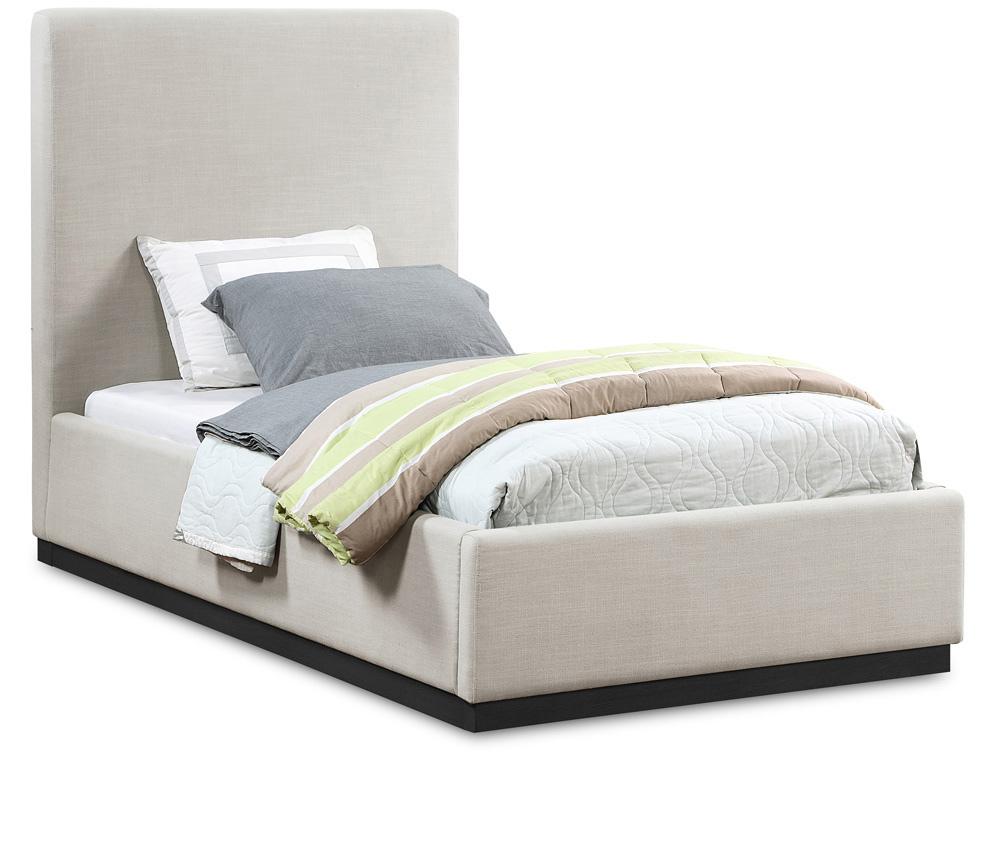Meridian Furniture - Alfie Beige Linen Textured Fabric Twin Bed - AlfieBeige-T veiw 1