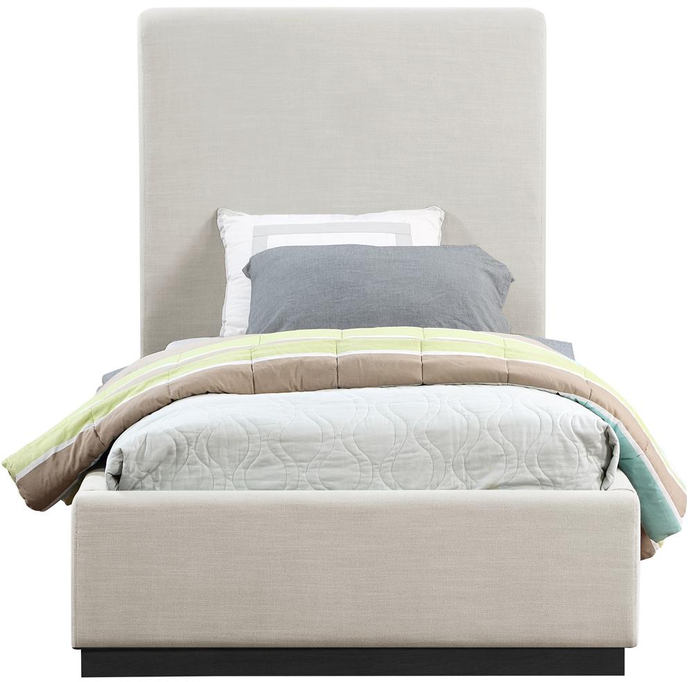 Meridian Furniture - Alfie Beige Linen Textured Fabric Twin Bed - AlfieBeige-T veiw 3