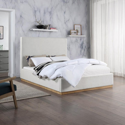 Meridian Furniture - Alfie Cream Linen Textured Fabric King Bed - AlfieCream-K veiw 2