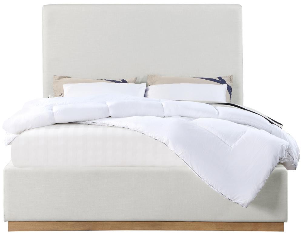 Meridian Furniture - Alfie Cream Linen Textured Fabric King Bed - AlfieCream-K veiw 3