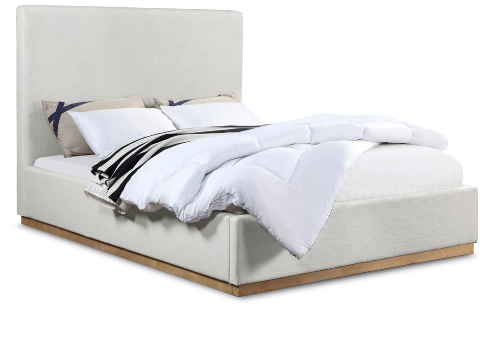 Meridian Furniture - Alfie Cream Linen Textured Fabric Queen Bed - AlfieCream-Q veiw 1