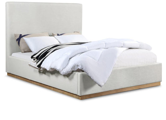 Meridian Furniture - Alfie Cream Linen Textured Fabric Queen Bed - AlfieCream-Q veiw 1