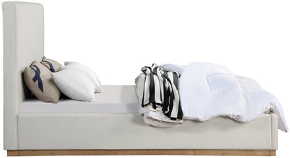 Meridian Furniture - Alfie Cream Linen Textured Fabric Queen Bed - AlfieCream-Q veiw 4