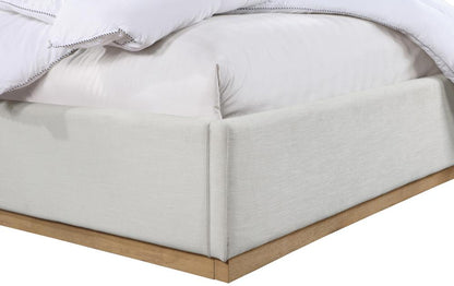 Meridian Furniture - Alfie Cream Linen Textured Fabric Queen Bed - AlfieCream-Q veiw 6