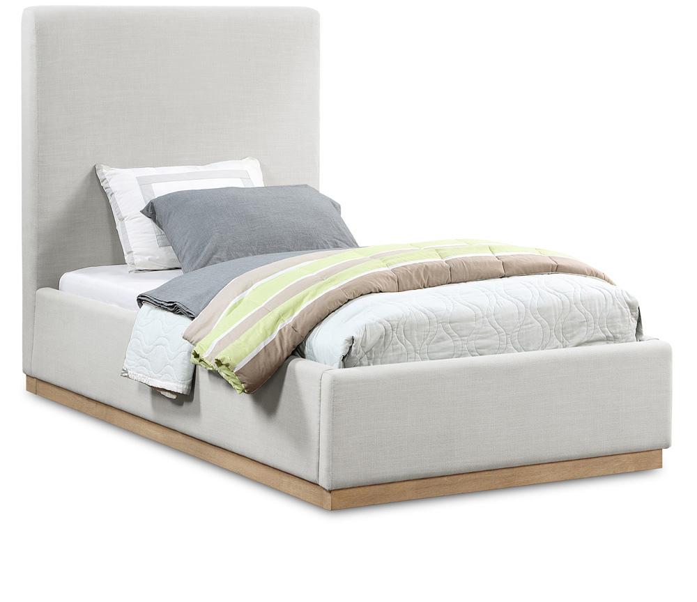 Meridian Furniture - Alfie Cream Linen Textured Fabric Twin Bed - AlfieCream-T veiw 1