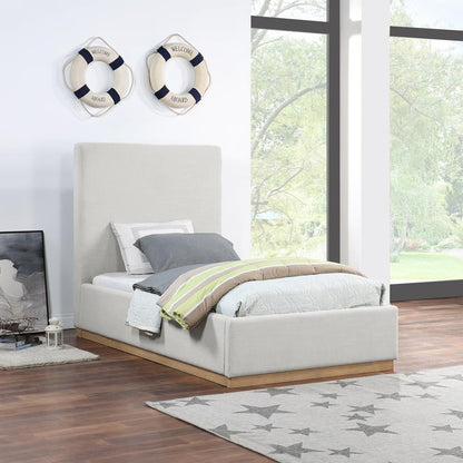 Meridian Furniture - Alfie Cream Linen Textured Fabric Twin Bed - AlfieCream-T veiw 2