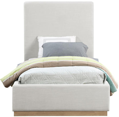 Meridian Furniture - Alfie Cream Linen Textured Fabric Twin Bed - AlfieCream-T veiw 3