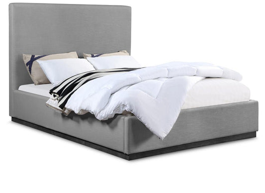 Meridian Furniture - Alfie Grey Linen Textured Fabric Queen Bed - AlfieGrey-Q veiw 1