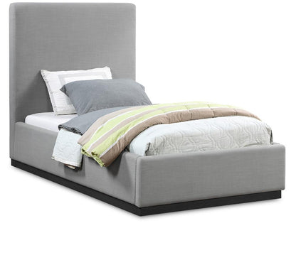 Meridian Furniture - Alfie Grey Linen Textured Fabric Twin Bed - AlfieGrey-T veiw 1