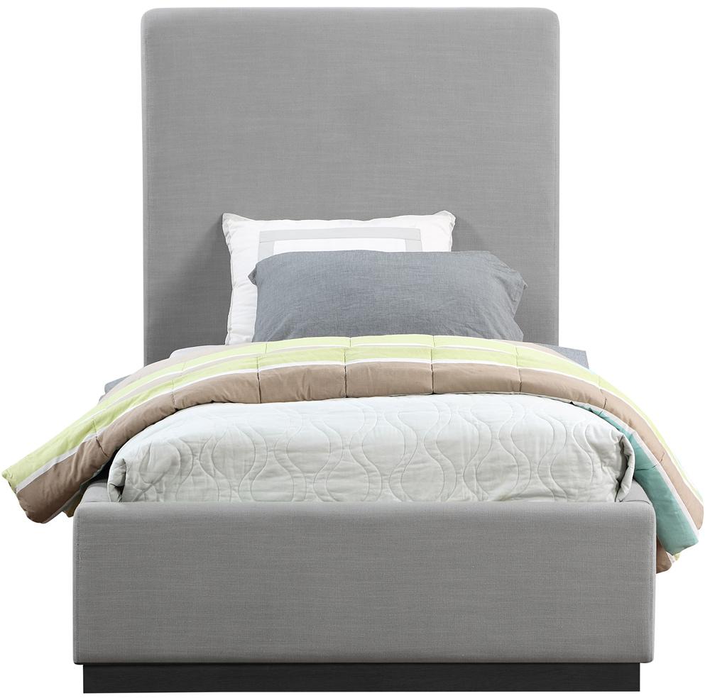 Meridian Furniture - Alfie Grey Linen Textured Fabric Twin Bed - AlfieGrey-T veiw 3