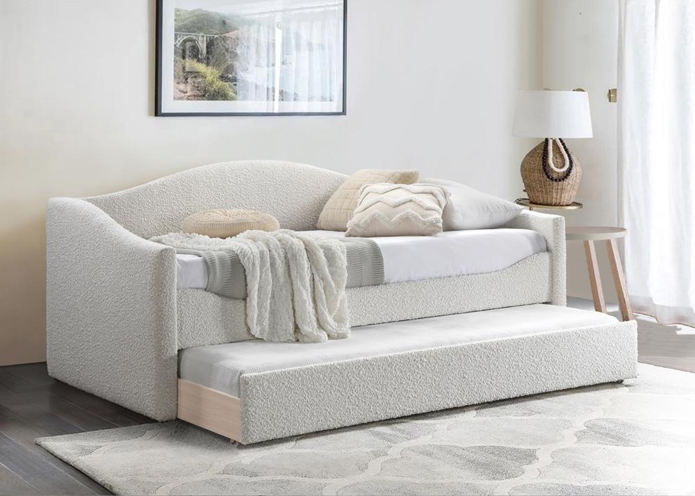Meridian Furniture - Arlo Cream Boucle Fabric Twin Daybed - ArloCream-T veiw 2