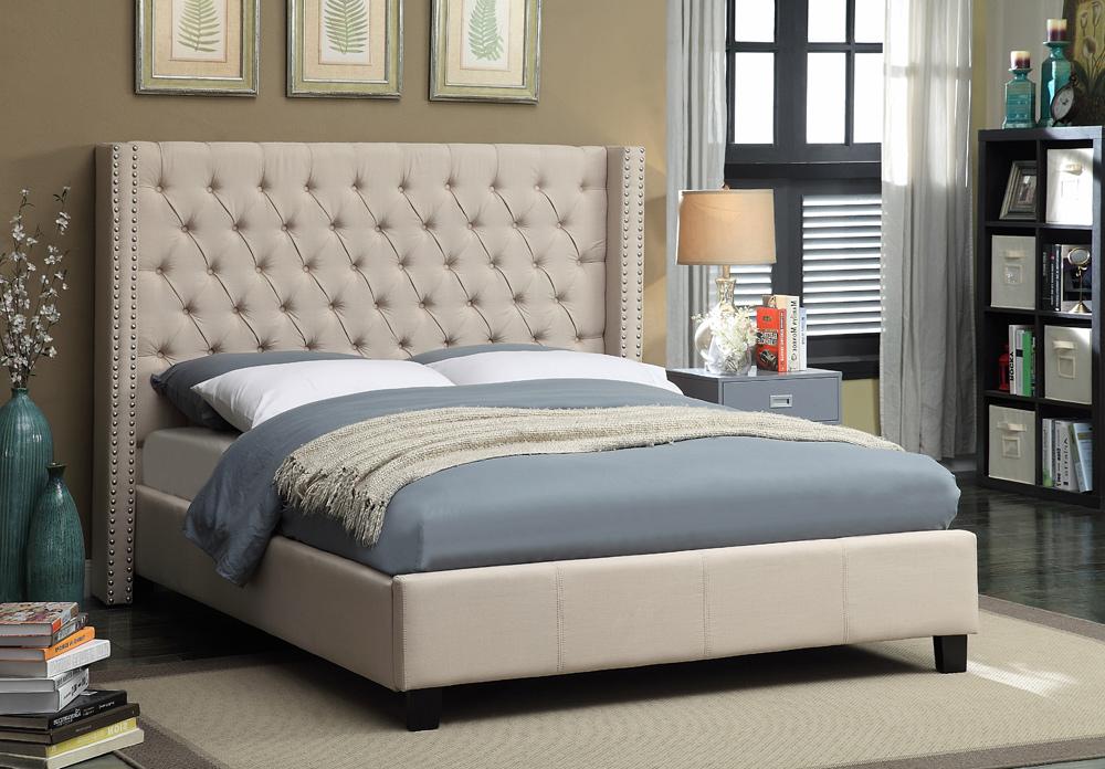 Meridian Furniture - Ashton Beige Linen Textured Full Bed - AshtonBeige-F veiw 2