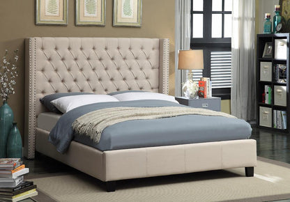 Meridian Furniture - Ashton Beige Linen Textured Full Bed - AshtonBeige-F veiw 2