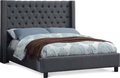 Meridian Furniture - Ashton Grey Linen Textured King Bed - AshtonGrey-K veiw 1