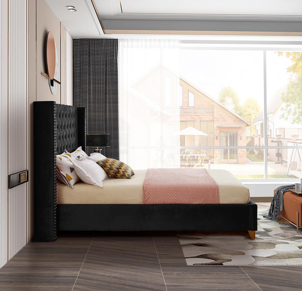 Meridian Furniture - Barolo Black Velvet King Bed - BaroloBlack-K veiw 5