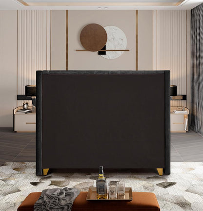 Meridian Furniture - Barolo Black Velvet Queen Bed - BaroloBlack-Q veiw 6