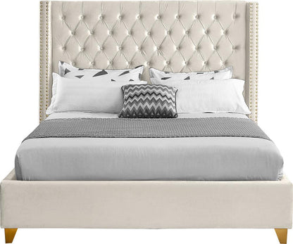 Meridian Furniture - Barolo Cream Velvet King Bed - BaroloCream-K veiw 3