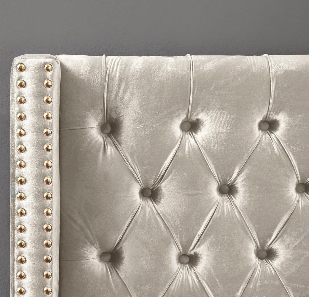 Meridian Furniture - Barolo Cream Velvet King Bed - BaroloCream-K veiw 7