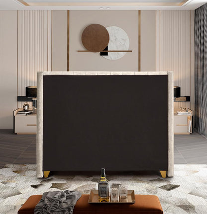 Meridian Furniture - Barolo Cream Velvet Queen Bed - BaroloCream-Q veiw 6