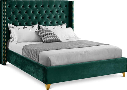 Meridian Furniture - Barolo Green Velvet Full Bed - BaroloGreen-F veiw 1