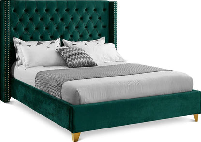 Meridian Furniture - Barolo Green Velvet King Bed - BaroloGreen-K veiw 1