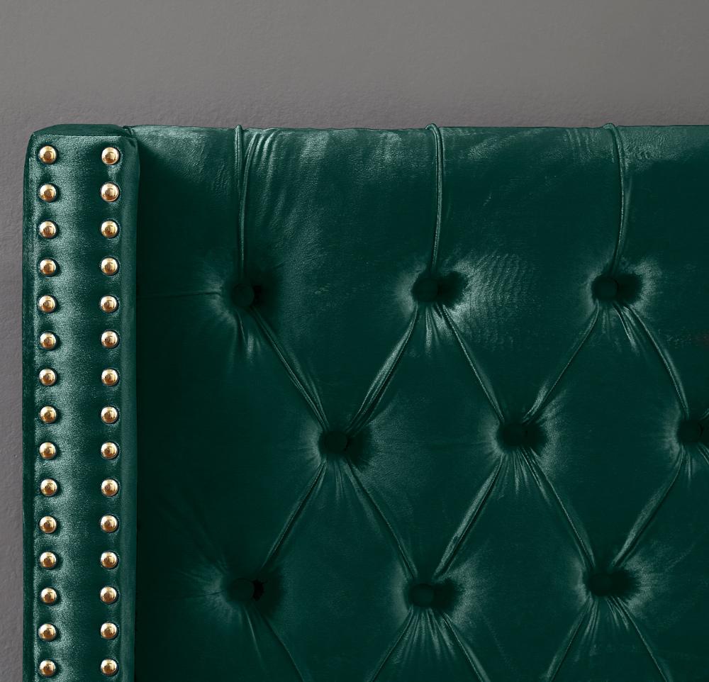 Meridian Furniture - Barolo Green Velvet King Bed - BaroloGreen-K veiw 7