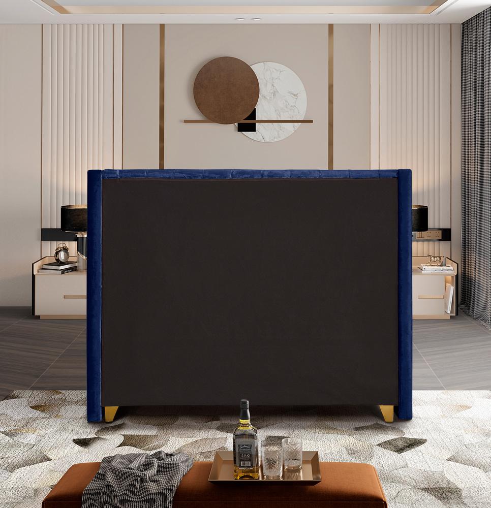 Meridian Furniture - Barolo Navy Velvet King Bed - BaroloNavy-K veiw 6