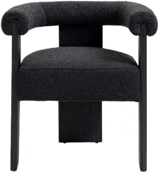 Meridian Furniture - Barrel Black Boucle Fabric Dining Chair - 565Black-C