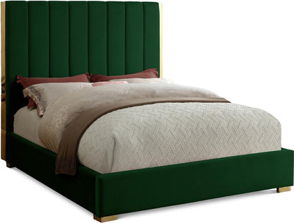 Meridian Furniture - Becca Green Velvet King Bed - BeccaGreen-K veiw 1