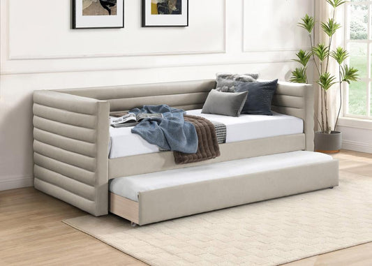 Meridian Furniture - Beverly Beige Vegan Leather Twin Daybed - BeverlyBeige-T veiw 2