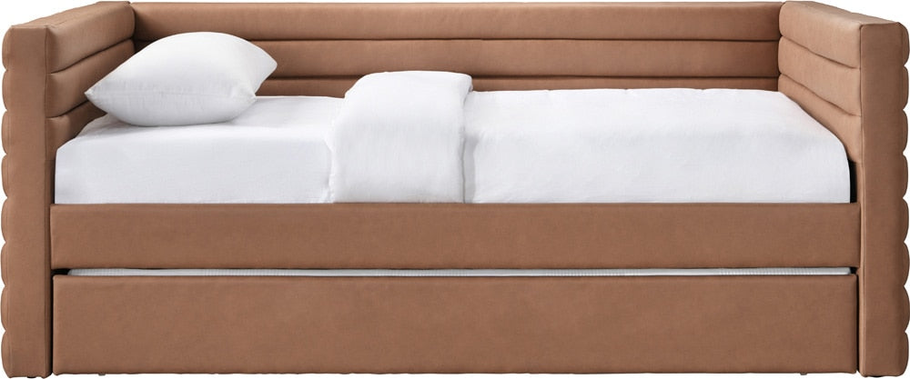 Meridian Furniture - Beverly Cognac Vegan Leather Twin Daybed - BeverlyCognac-T veiw 3