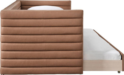 Meridian Furniture - Beverly Cognac Vegan Leather Twin Daybed - BeverlyCognac-T veiw 4