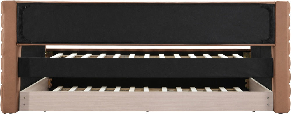 Meridian Furniture - Beverly Cognac Vegan Leather Twin Daybed - BeverlyCognac-T veiw 5