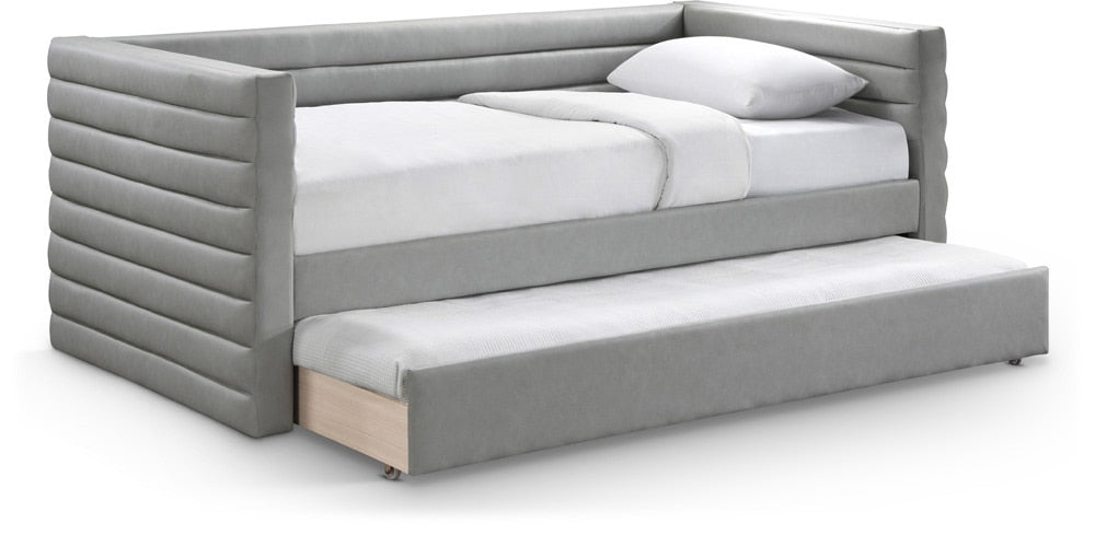 Meridian Furniture - Beverly Grey Vegan Leather Twin Daybed - BeverlyGrey-T veiw 1