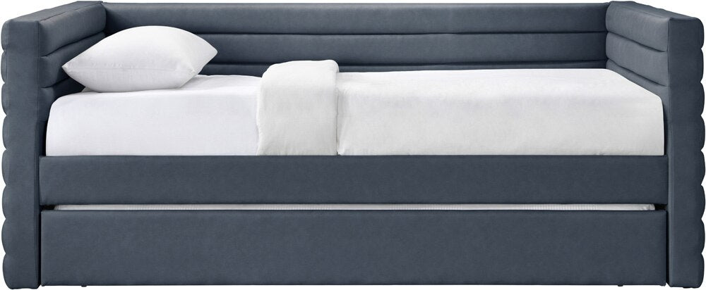 Meridian Furniture - Beverly Navy Vegan Leather Twin Daybed - BeverlyNavy-T veiw 3