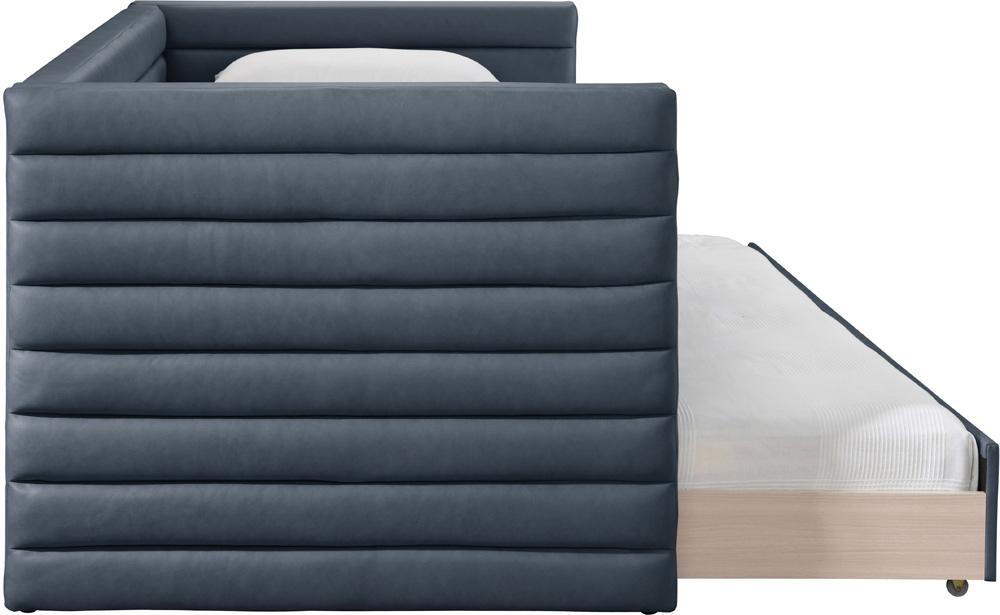 Meridian Furniture - Beverly Navy Vegan Leather Twin Daybed - BeverlyNavy-T veiw 4