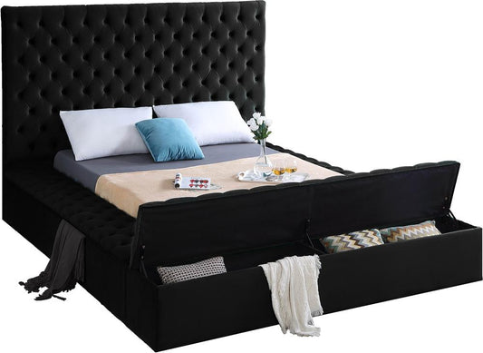 Meridian Furniture - Bliss Black Velvet Full Bed - BlissBlack-F veiw 2