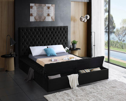 Meridian Furniture - Bliss Black Velvet Full Bed - BlissBlack-F veiw 4