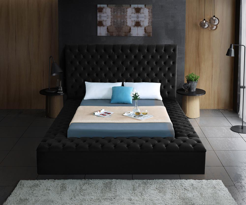 Meridian Furniture - Bliss Black Velvet Full Bed - BlissBlack-F veiw 6