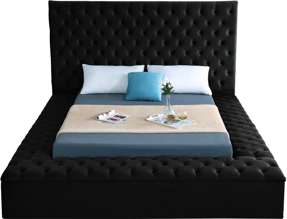 Meridian Furniture - Bliss Black Velvet Queen Bed - BlissBlack-Q veiw 5