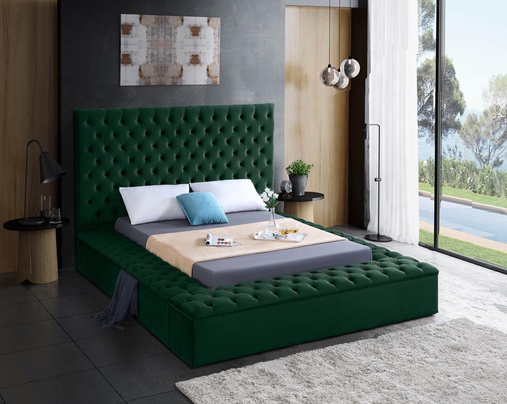 Meridian Furniture - Bliss Green Velvet King Bed - BlissGreen-K veiw 3