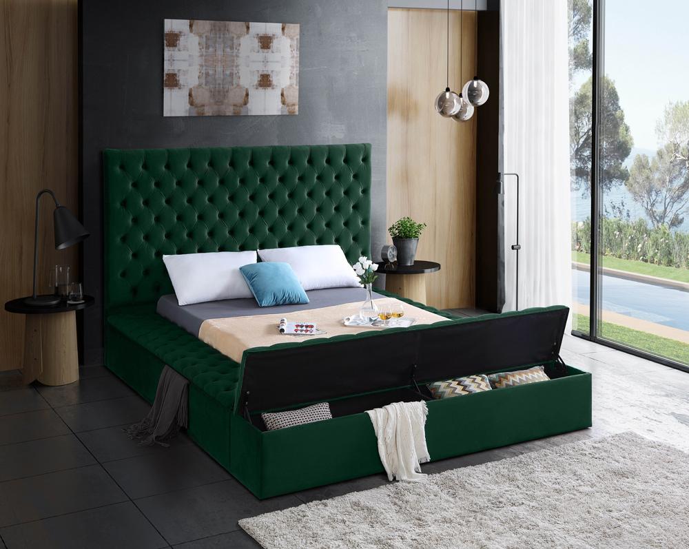 Meridian Furniture - Bliss Green Velvet King Bed - BlissGreen-K veiw 4