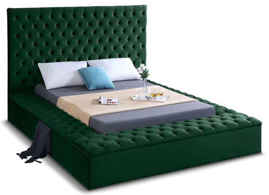 Meridian Furniture - Bliss Green Velvet Queen Bed - BlissGreen-Q veiw 1