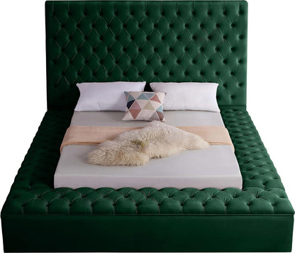 Meridian Furniture - Bliss Green Velvet Queen Bed - BlissGreen-Q veiw 5