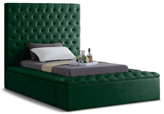 Meridian Furniture - Bliss Green Velvet Twin Bed - BlissGreen-T veiw 1