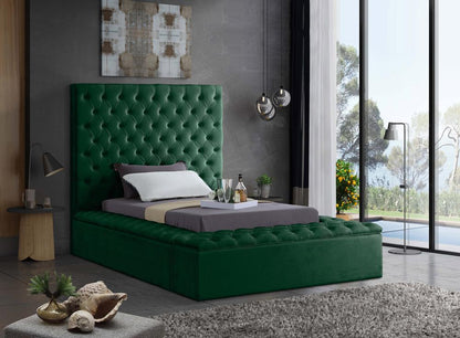 Meridian Furniture - Bliss Green Velvet Twin Bed - BlissGreen-T veiw 3