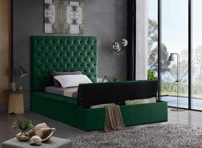Meridian Furniture - Bliss Green Velvet Twin Bed - BlissGreen-T veiw 4