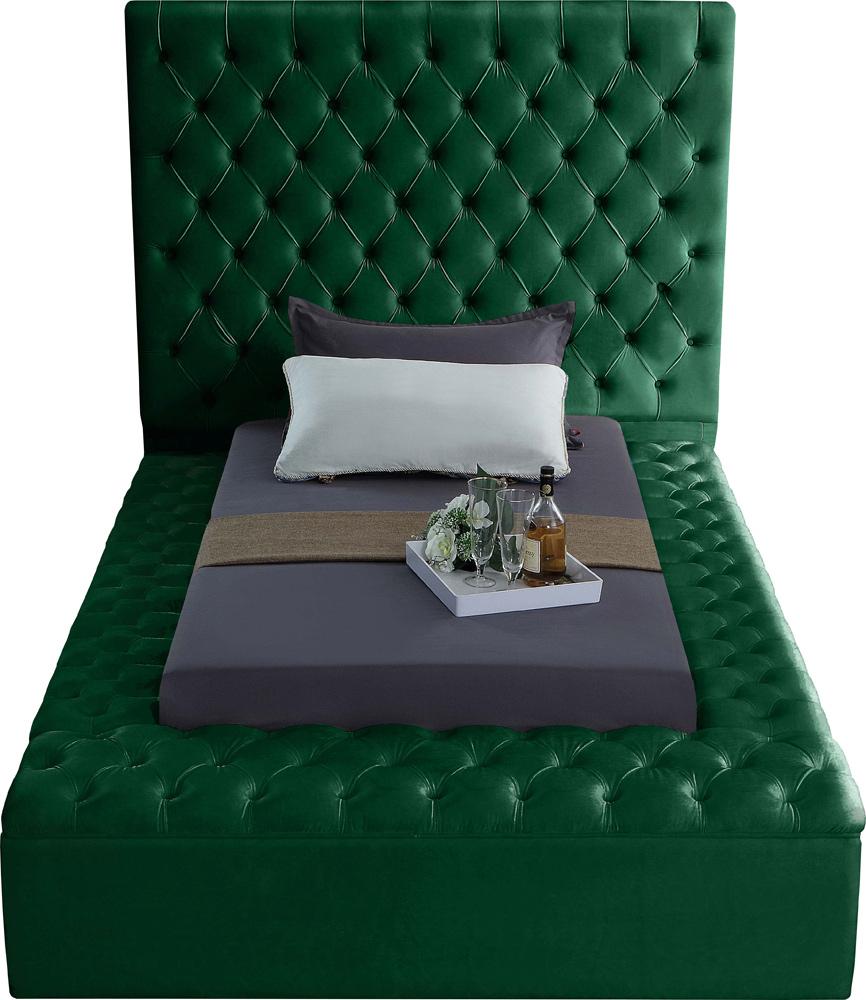 Meridian Furniture - Bliss Green Velvet Twin Bed - BlissGreen-T veiw 5