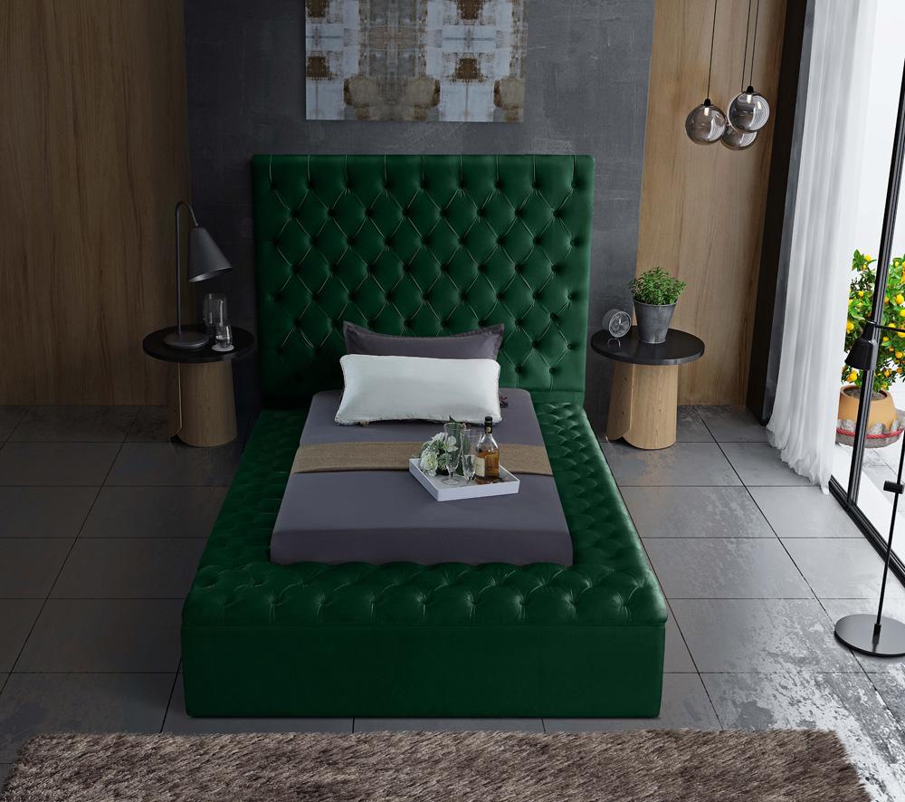 Meridian Furniture - Bliss Green Velvet Twin Bed - BlissGreen-T veiw 6