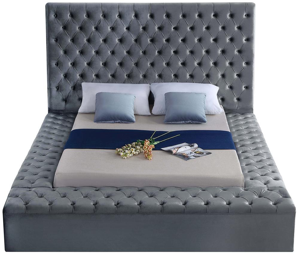 Meridian Furniture - Bliss Grey Velvet Full Bed - BlissGrey-F veiw 5